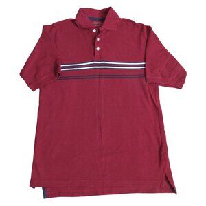 St Johns Bay Golf Polo Shirt Mens Small Red Striped Short Sleeve Collared‎ Top